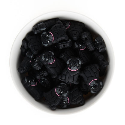 Silicone Focal Beads Pugs Black from Cara & Co Craft Supply