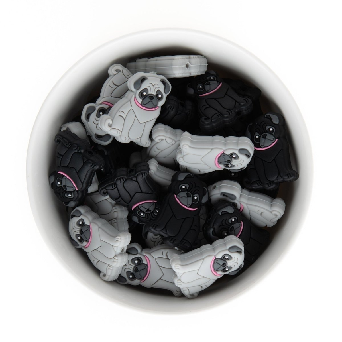 Silicone Focal Beads Pugs Black from Cara & Co Craft Supply