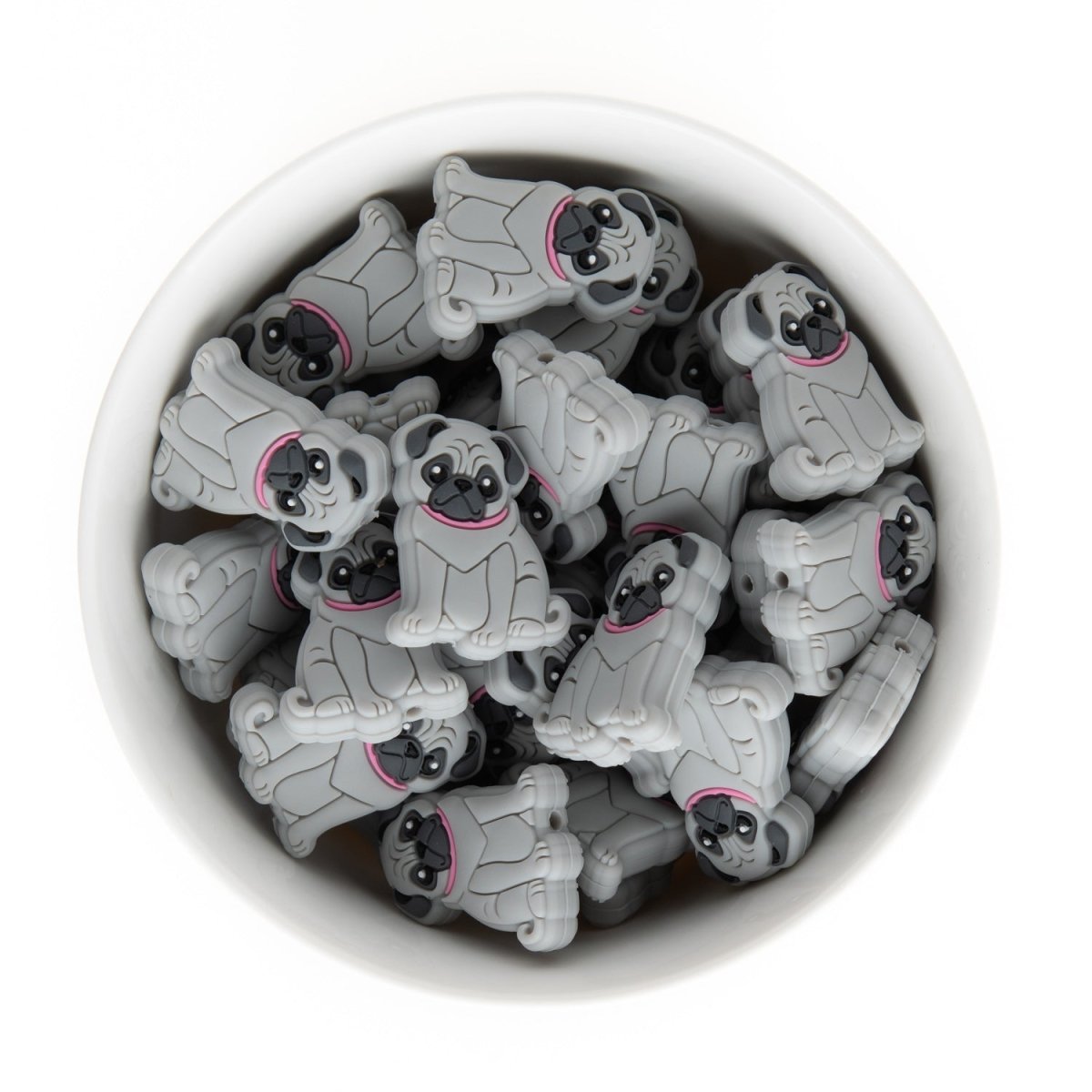 Silicone Focal Beads Pugs Glacier Grey from Cara & Co Craft Supply