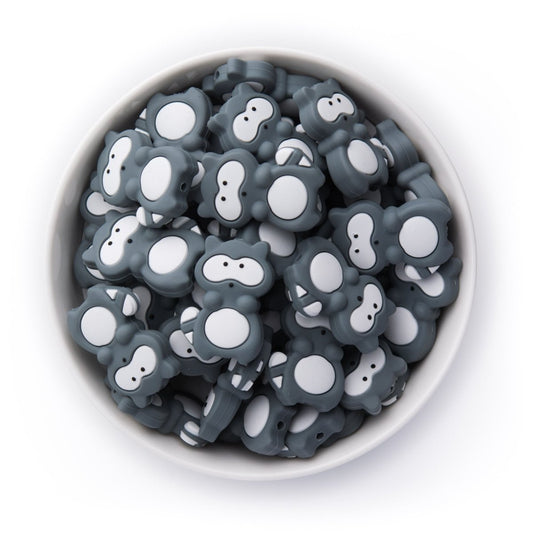 Silicone Focal Beads Raccoons Grey from Cara & Co Craft Supply