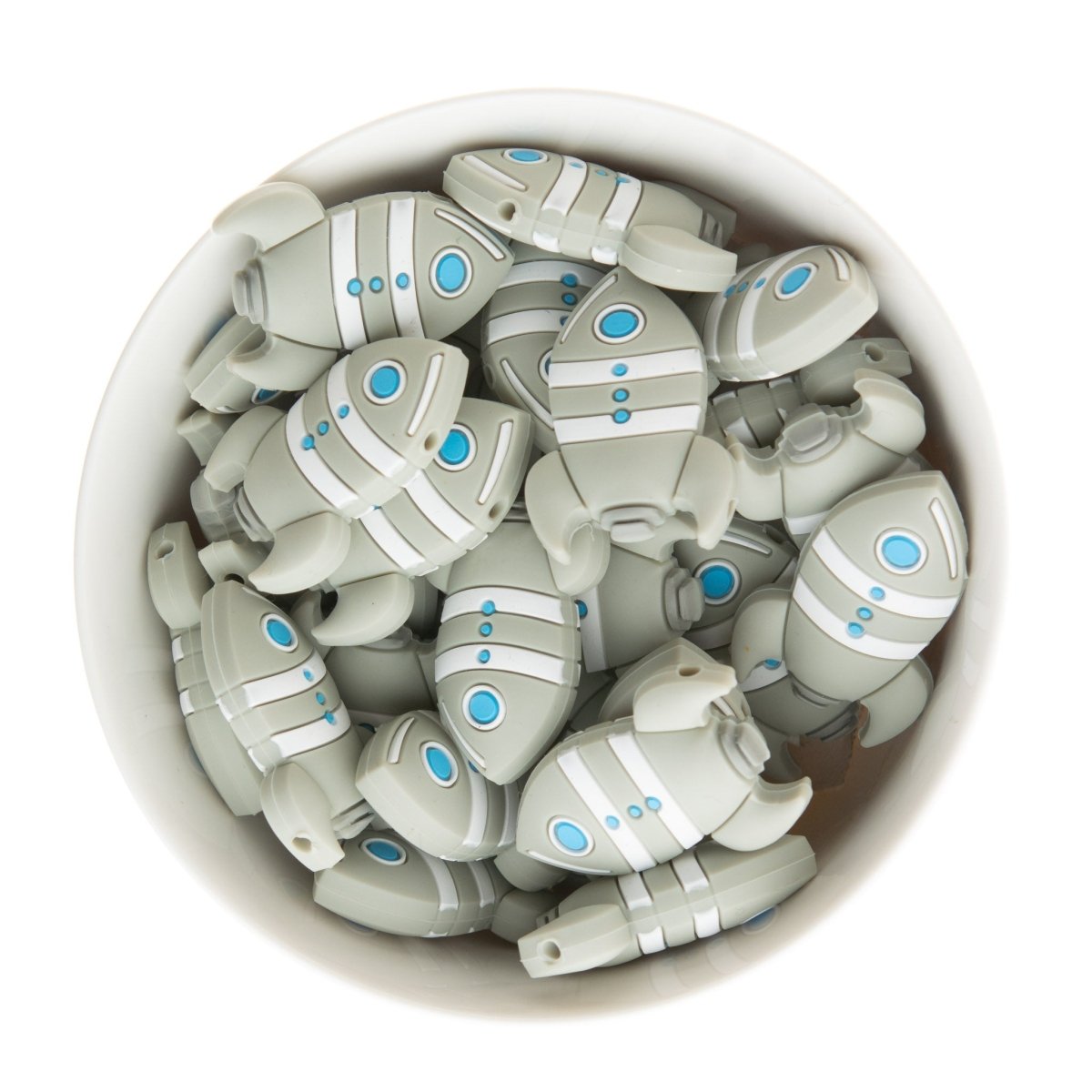 Silicone Focal Beads Rockets Light Grey from Cara & Co Craft Supply