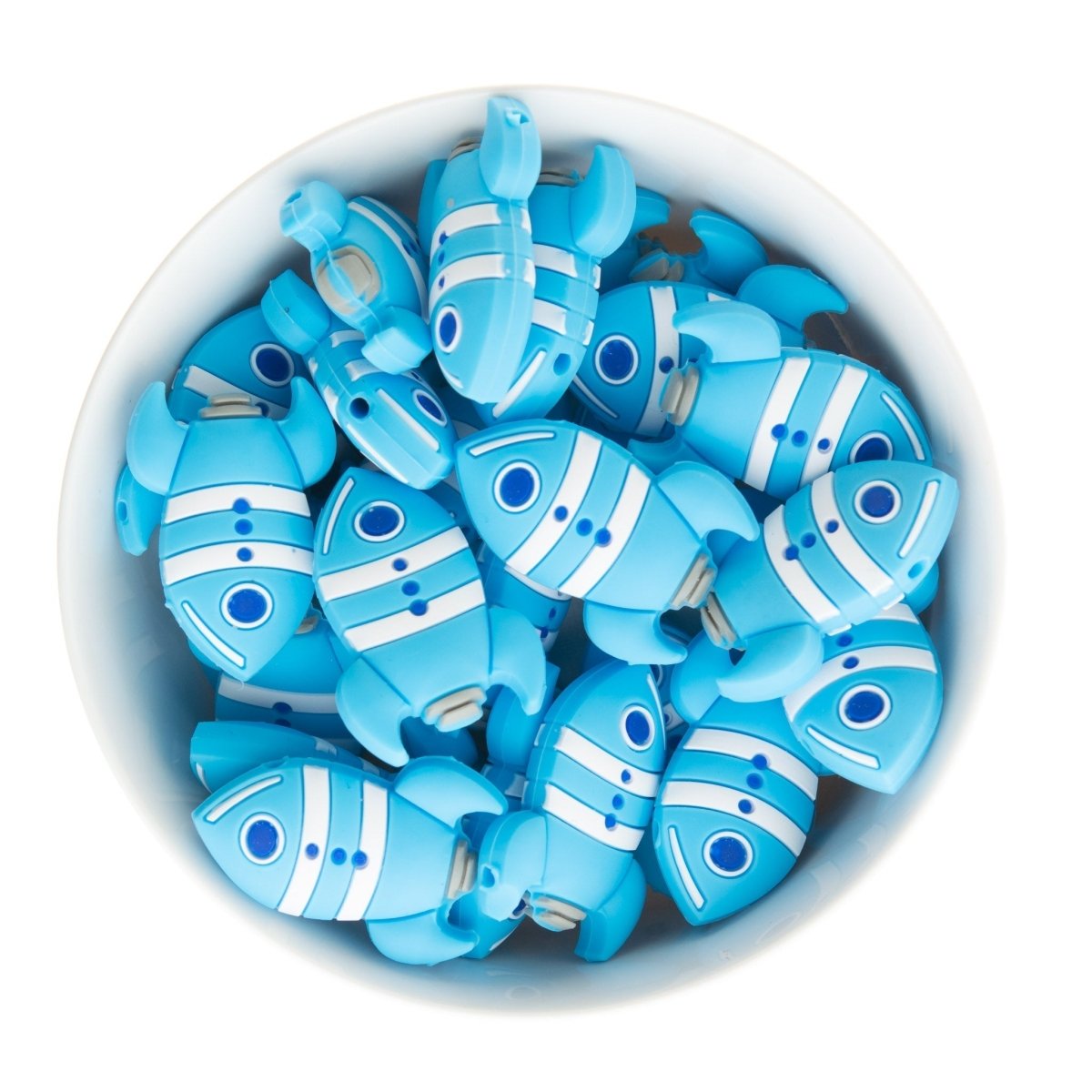 Silicone Focal Beads Rockets Sky Blue from Cara & Co Craft Supply