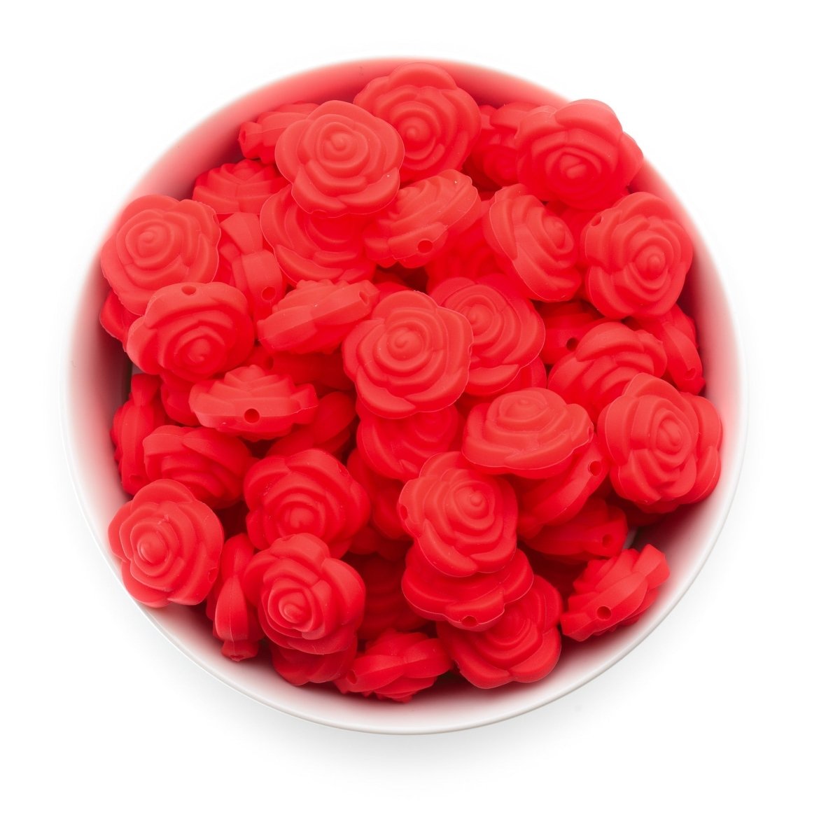 Silicone Focal Beads Roses Bright Red from Cara & Co Craft Supply