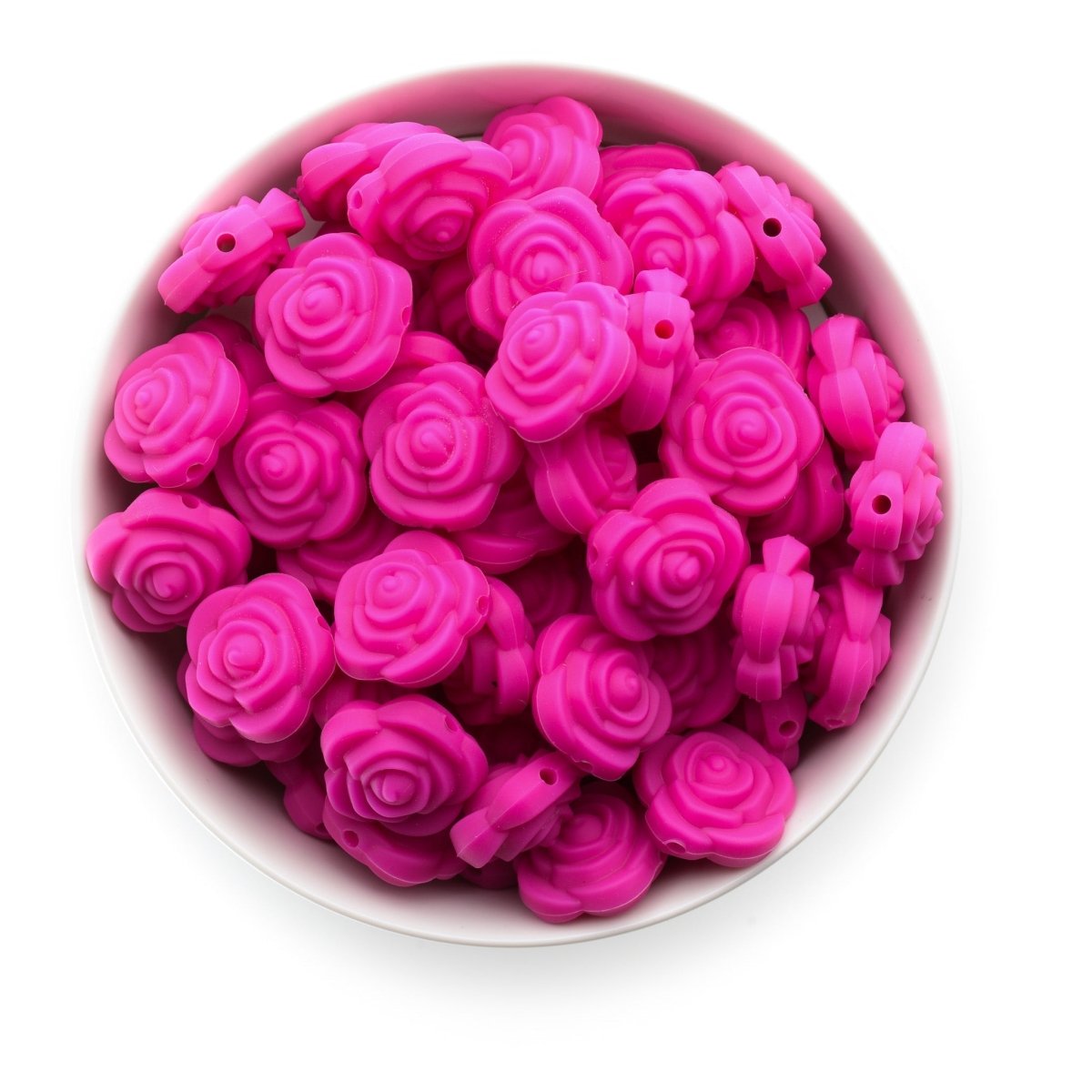 Silicone Focal Beads Roses Fuchsia from Cara & Co Craft Supply