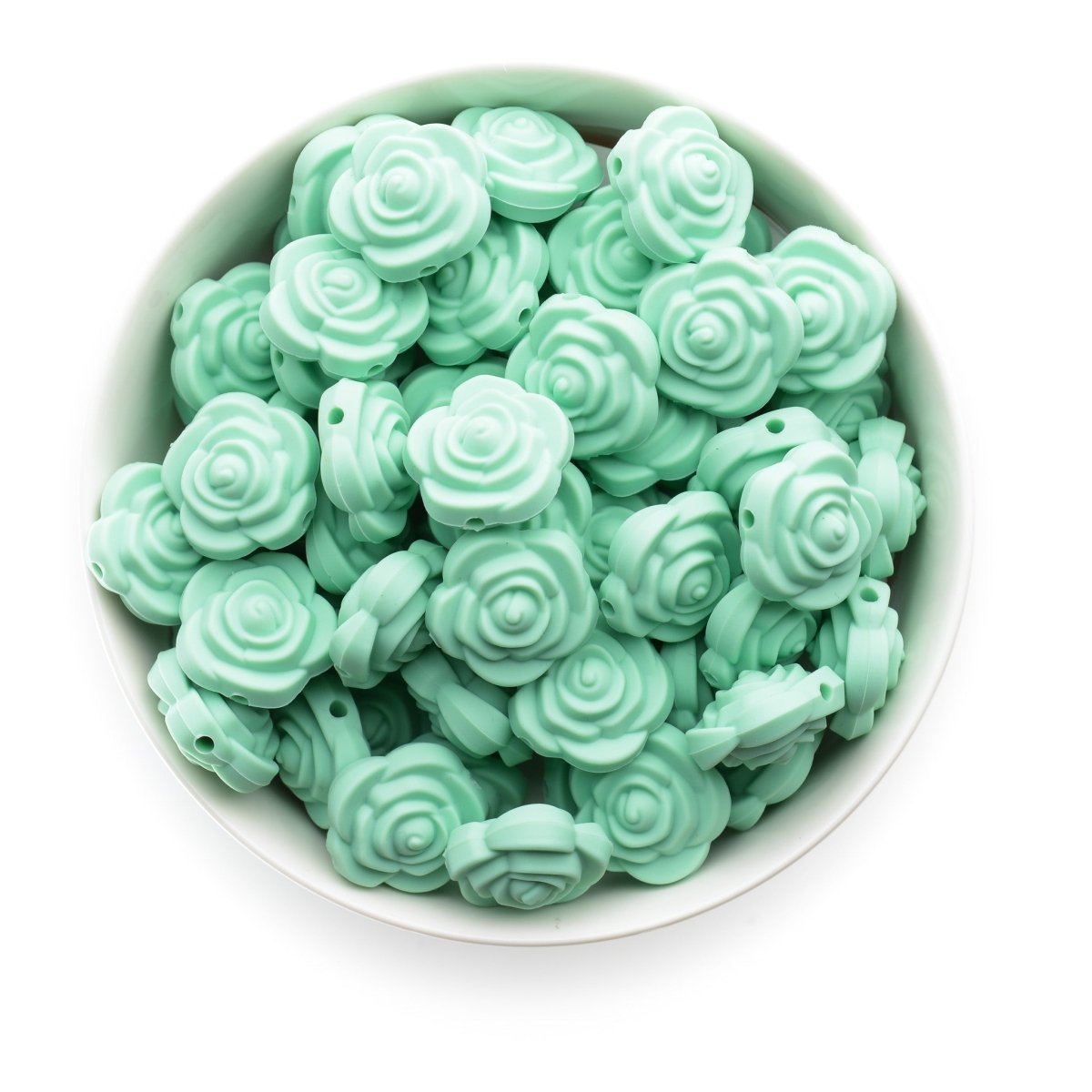 Silicone Focal Beads Roses Mint from Cara & Co Craft Supply