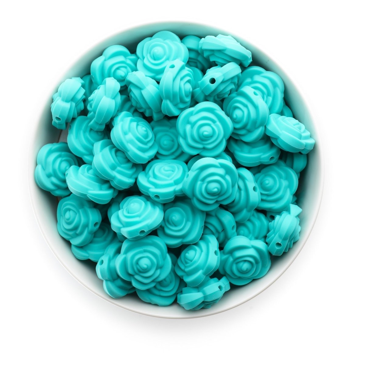 Silicone Focal Beads Roses Turquoise from Cara & Co Craft Supply