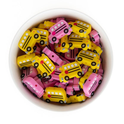 Silicone Focal Beads School Bus Cotton Candy Pink *NEW* from Cara & Co Craft Supply