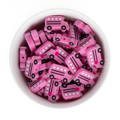 Silicone Focal Beads School Bus Cotton Candy Pink *NEW* from Cara & Co Craft Supply
