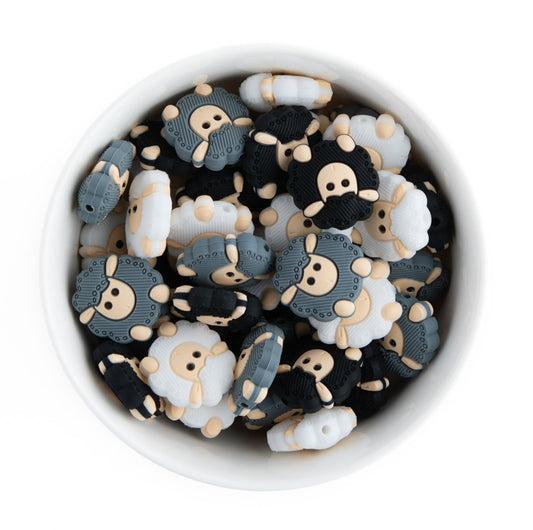 Silicone Focal Beads Sheep Black from Cara & Co Craft Supply