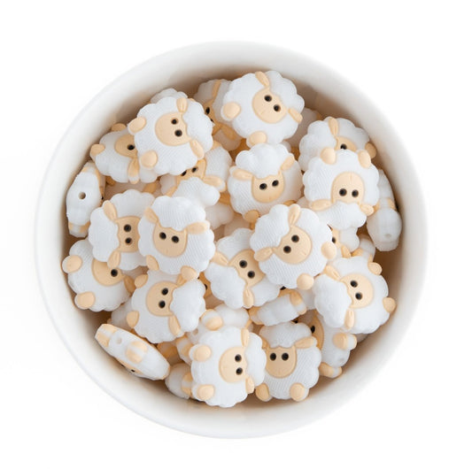 Silicone Focal Beads Sheep White from Cara & Co Craft Supply