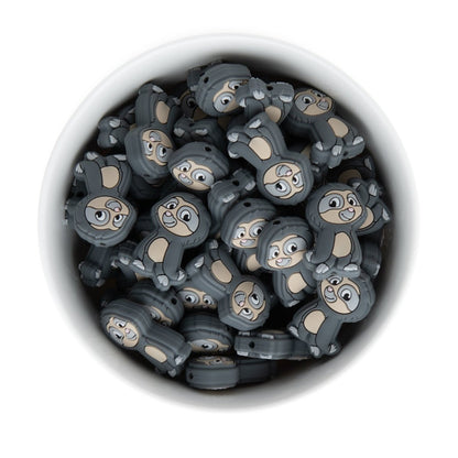 Silicone Focal Beads Sloths Charcoal Grey from Cara & Co Craft Supply