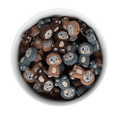 Silicone Focal Beads Sloths Charcoal Grey from Cara & Co Craft Supply