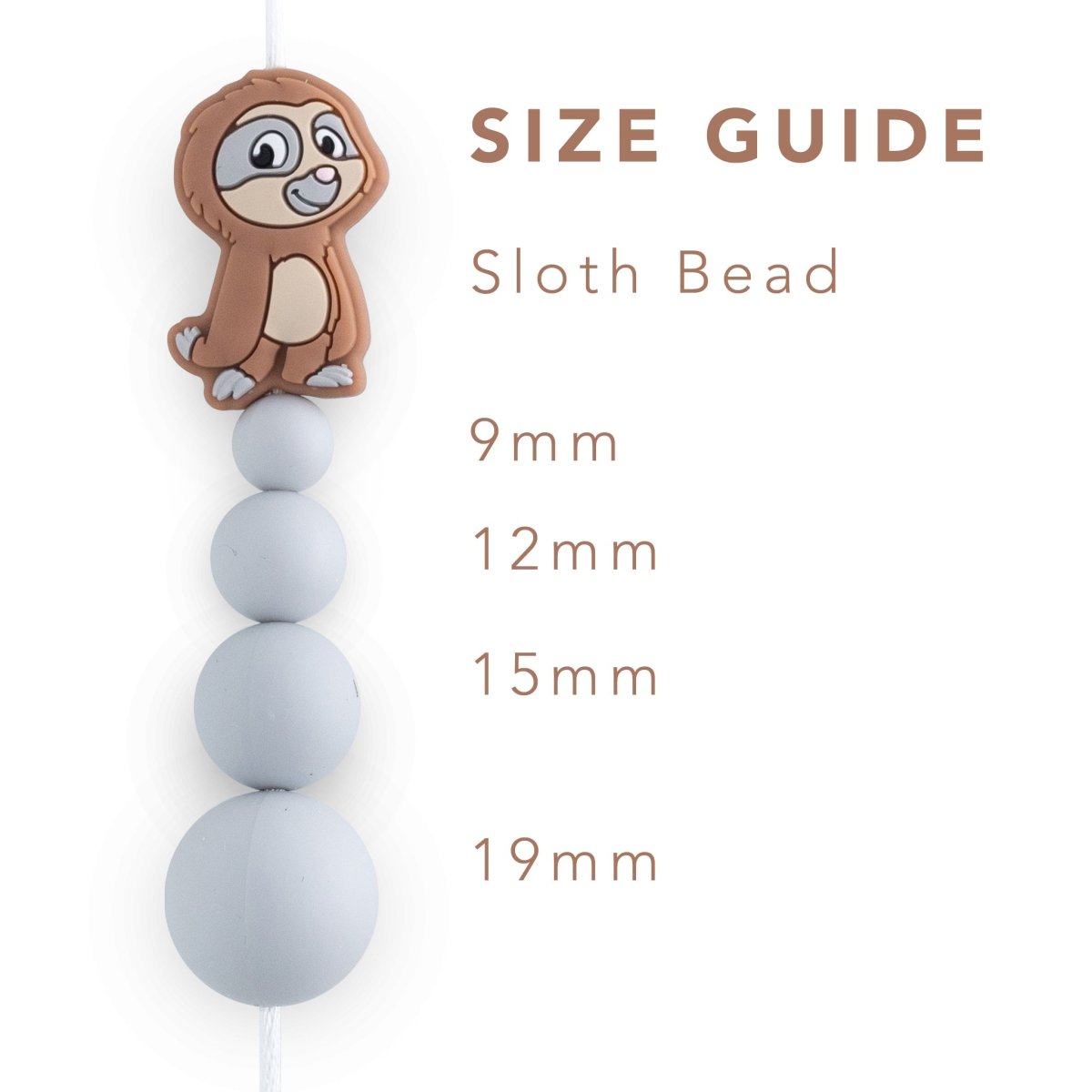 Silicone Focal Beads Sloths Salted Caramel from Cara & Co Craft Supply