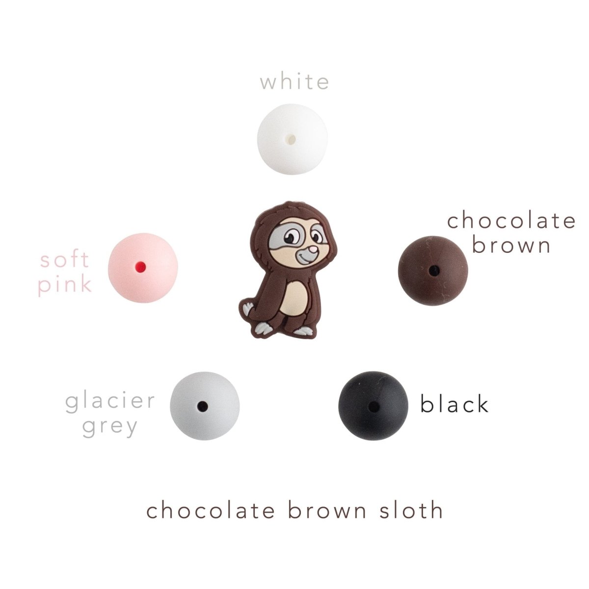 Silicone Focal Beads Sloths Salted Caramel from Cara & Co Craft Supply