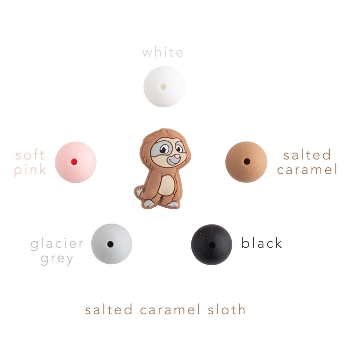 Silicone Focal Beads Sloths Salted Caramel from Cara & Co Craft Supply