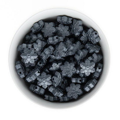 Silicone Focal Beads Snowflakes Metallic Silver Print from Cara & Co Craft Supply
