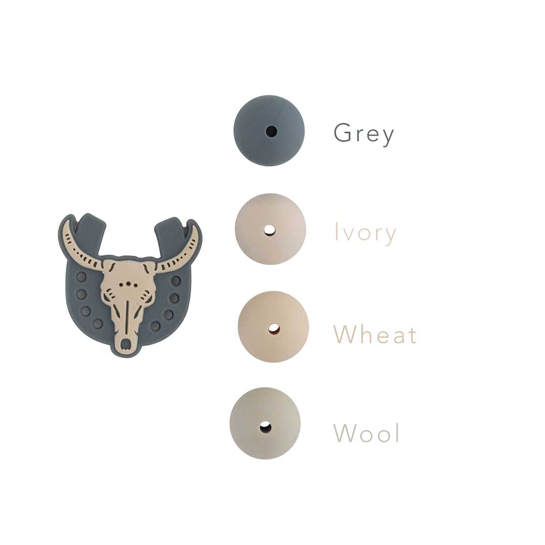 Silicone Focal Beads Western Horseshoes Grey from Cara & Co Craft Supply
