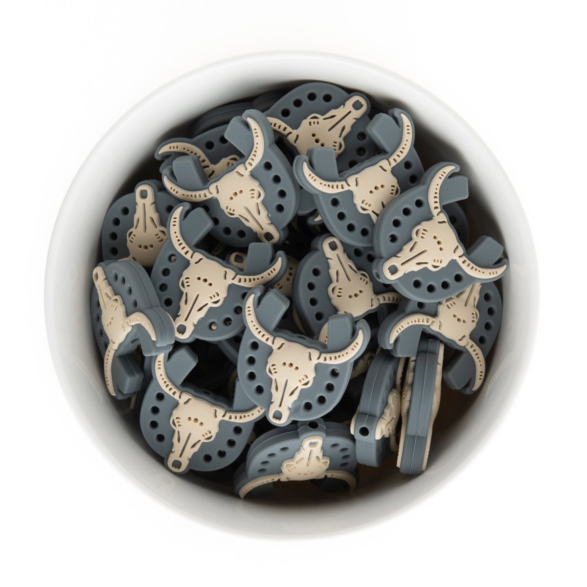 Silicone Focal Beads Western Horseshoes Grey from Cara & Co Craft Supply