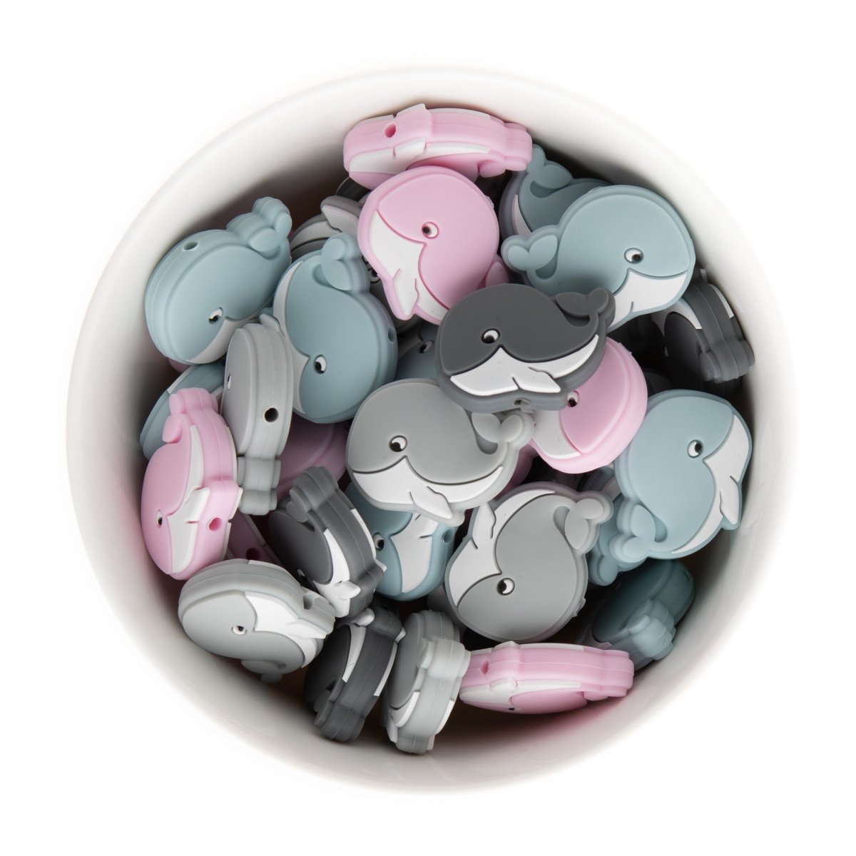Silicone Focal Beads Whales Charcoal Grey from Cara & Co Craft Supply