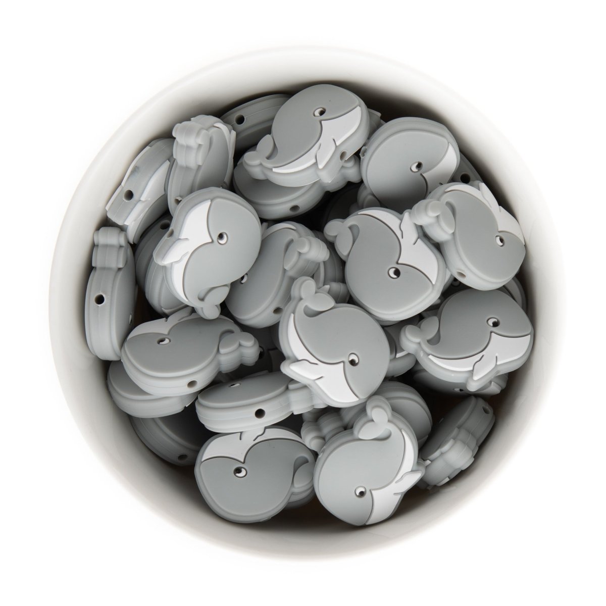 Silicone Focal Beads Whales Light Grey from Cara & Co Craft Supply