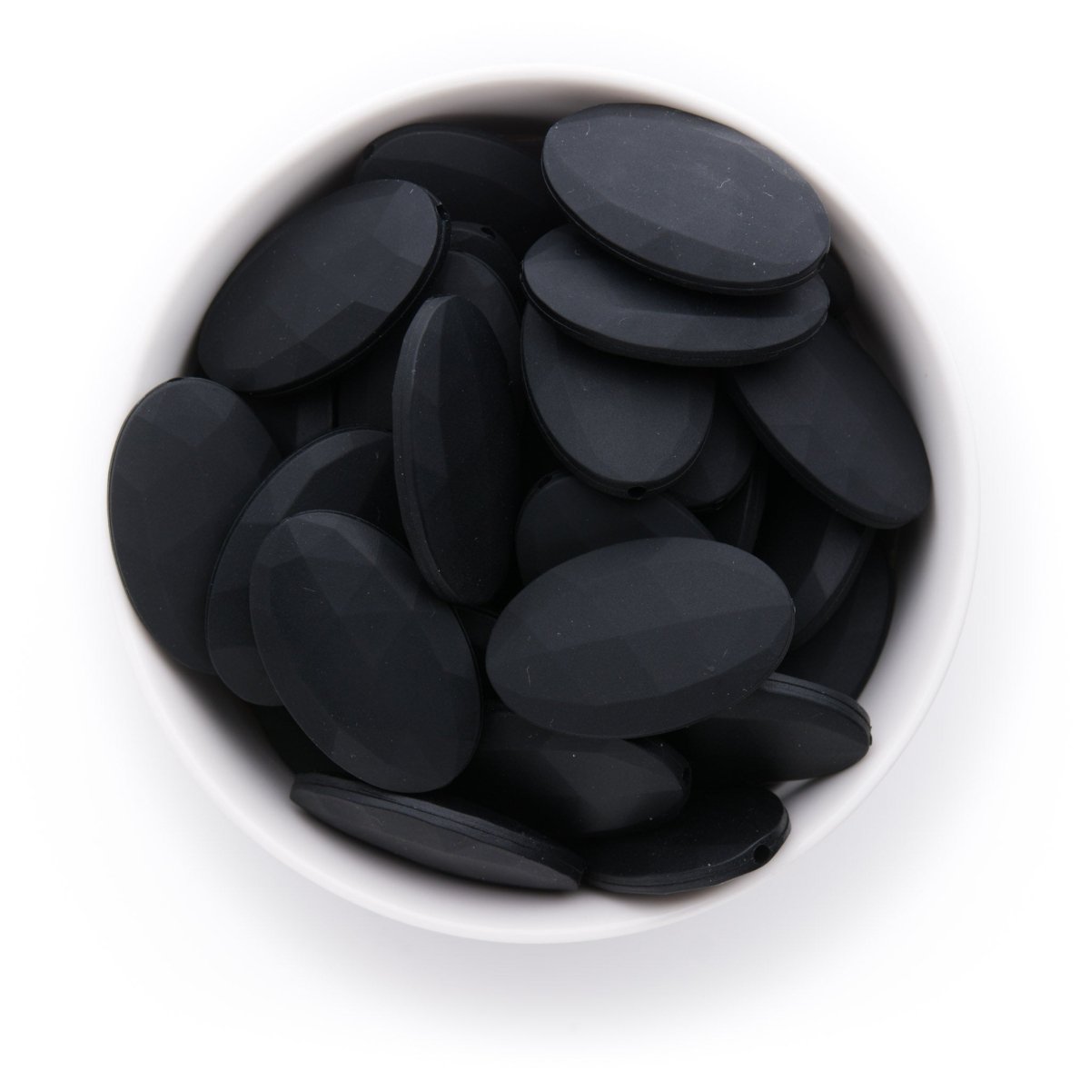 Silicone Shape Beads Faceted Ovals Black from Cara & Co Craft Supply