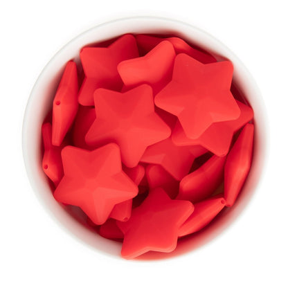 Silicone Shape Beads Faceted Stars Bright Red from Cara & Co Craft Supply