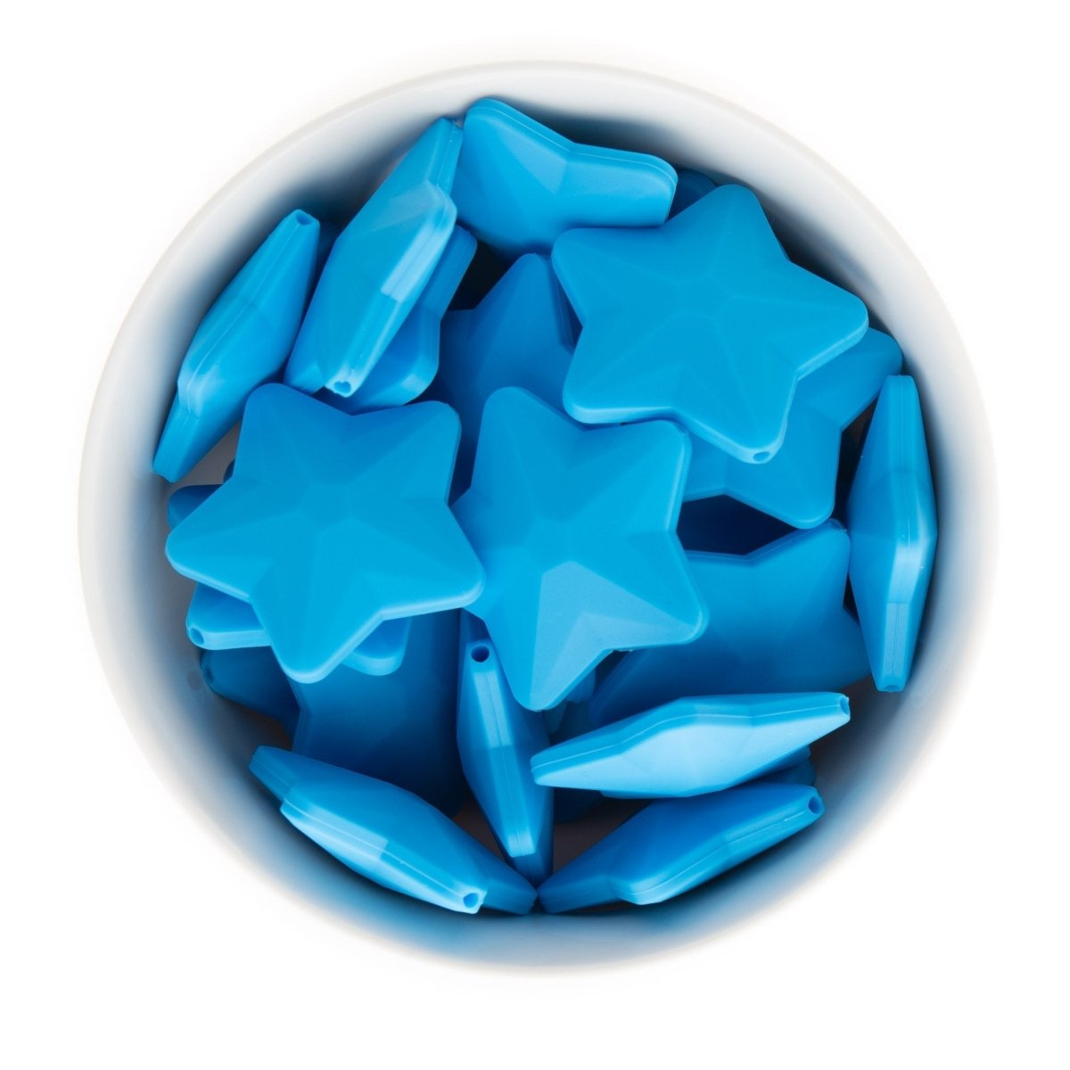 Silicone Shape Beads Faceted Stars Sky Blue from Cara & Co Craft Supply