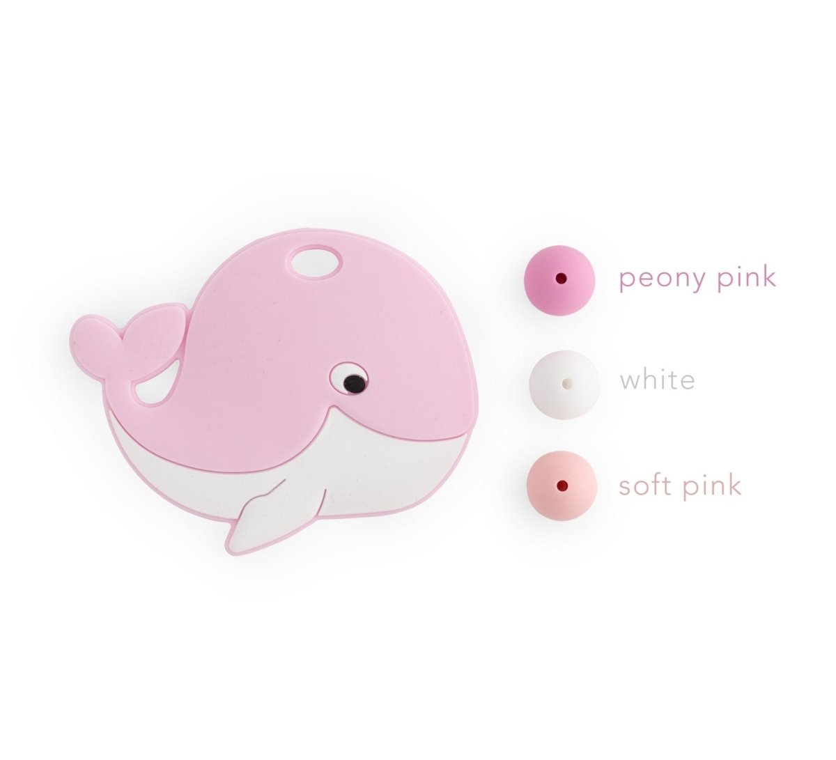 Silicone Teethers and Pendants Whales Light Pink from Cara & Co Craft Supply