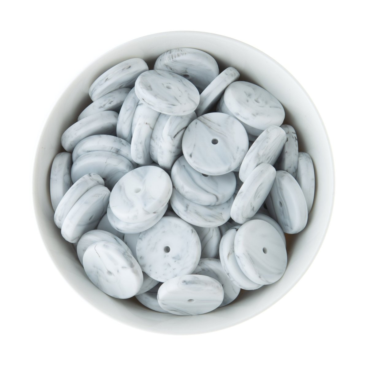 Spacer Beads Coins White Marble from Cara & Co Craft Supply