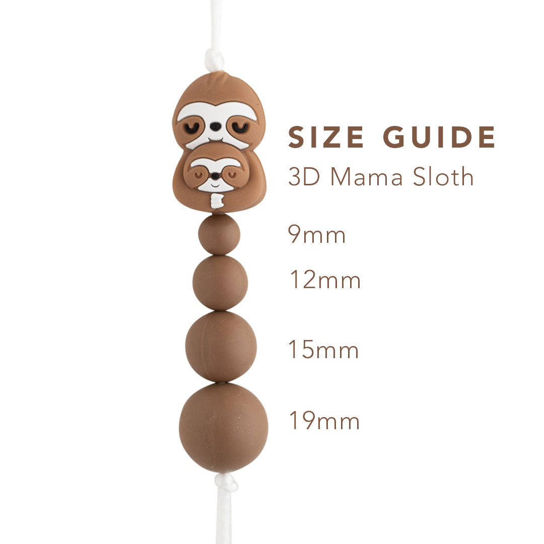 3D Mama Sloth Silicone Focal Beads for crafting from Cara & Co Crafting Supply