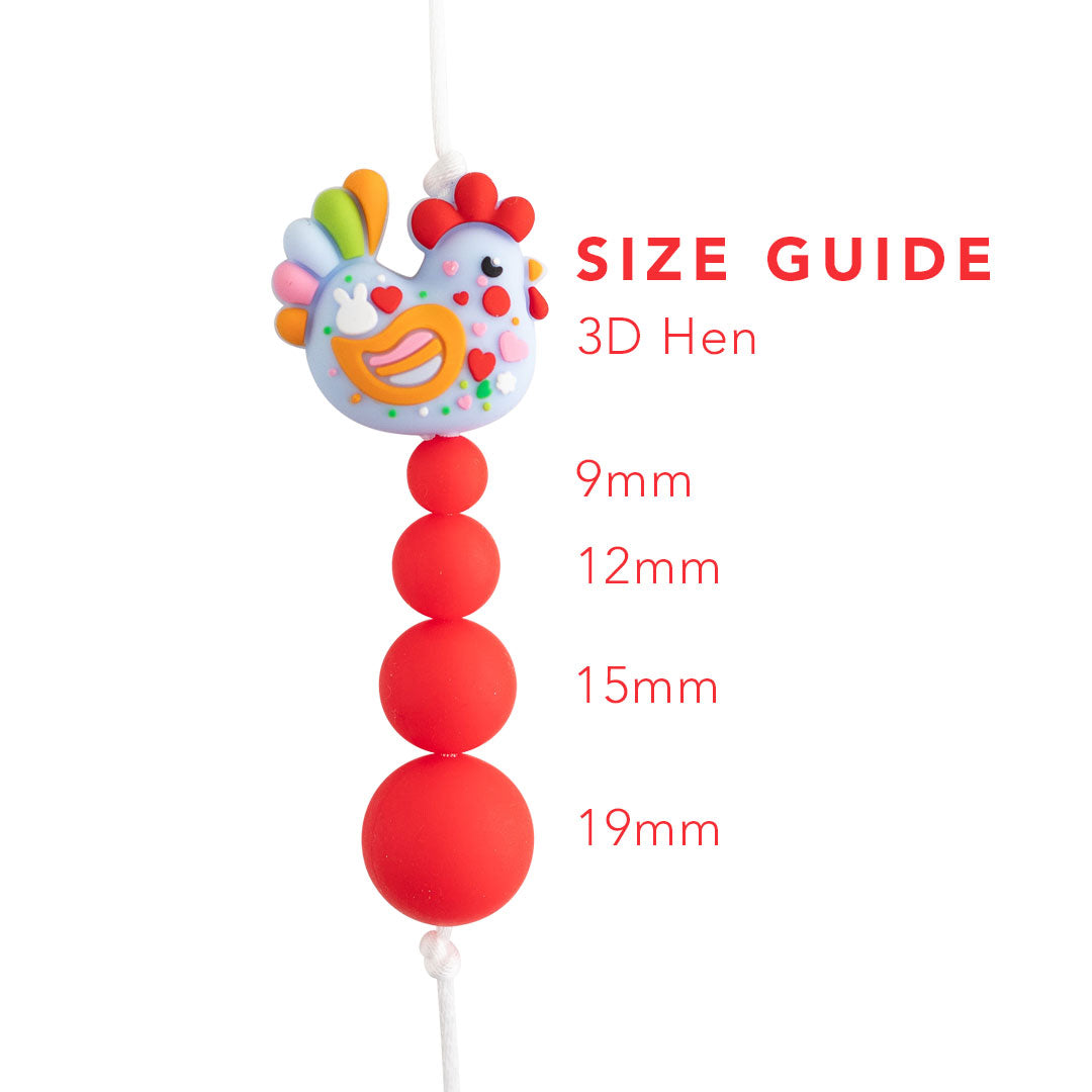 3D Hen Silicone Focal Bead for crafting from Cara & Co