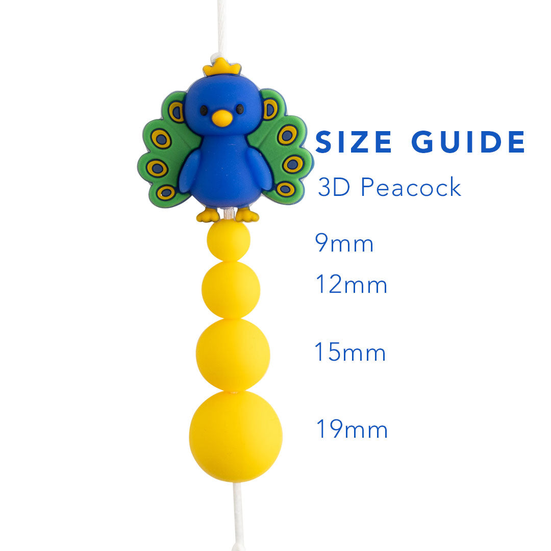 3D Peacock Silicone Focal Bead for crafting from Cara & Co Craft Supply