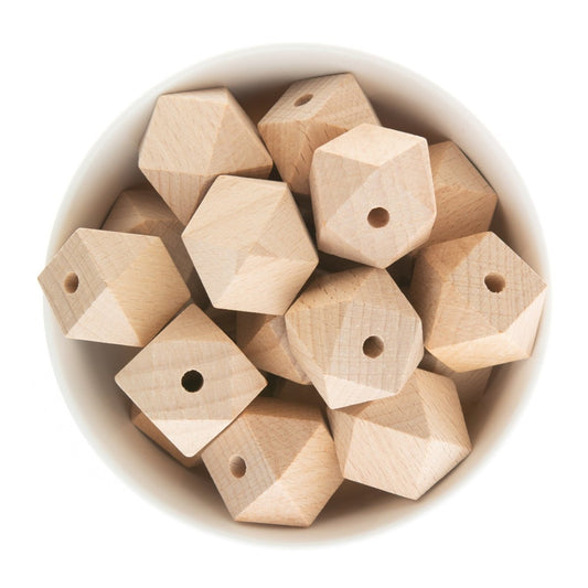 Wood Beads Hexagon - Beech Wood 25mm from Cara & Co Craft Supply