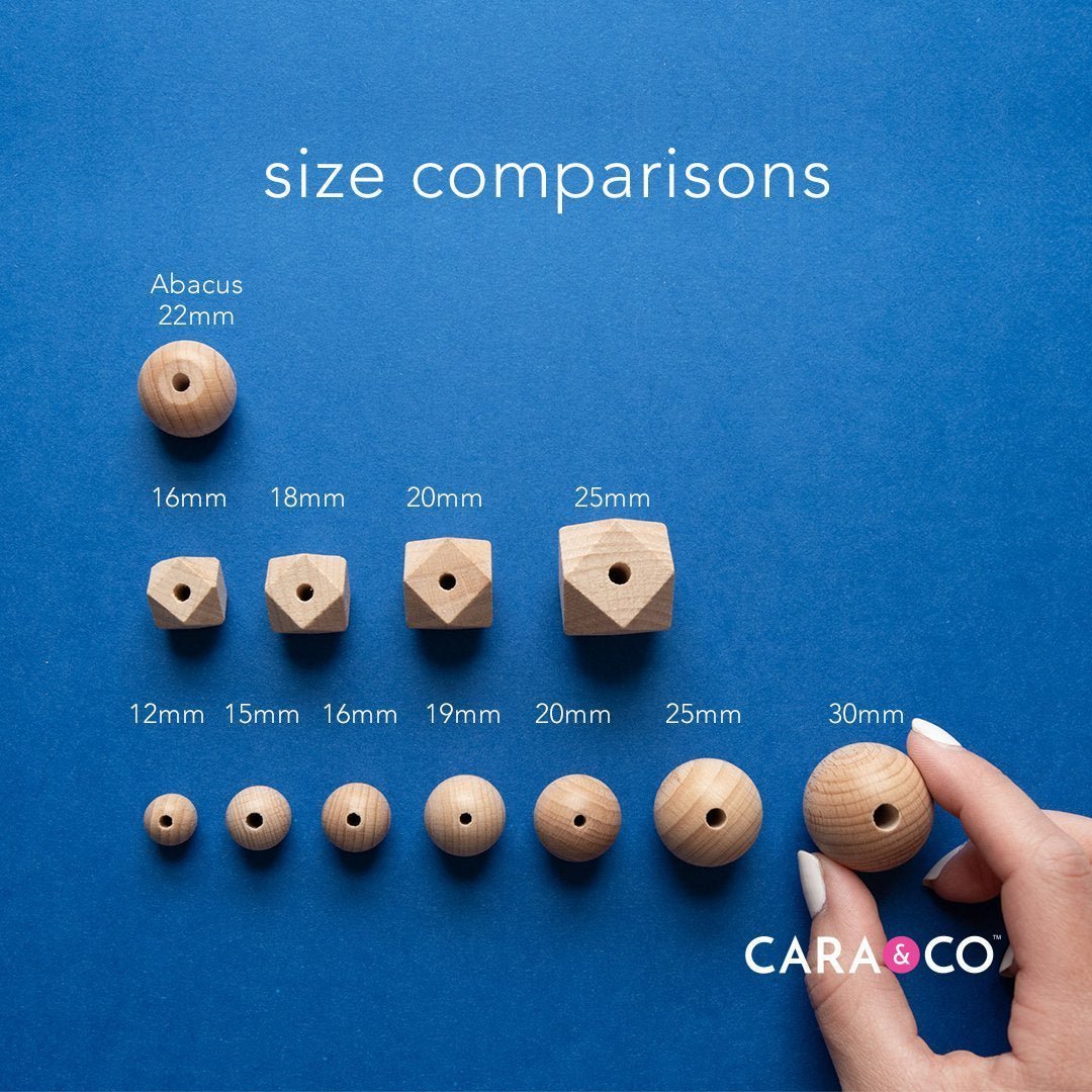 Wood Beads Hexagon - Beech Wood 25mm from Cara & Co Craft Supply